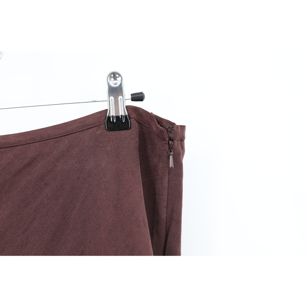 Silk Blend Beaded Midi‎ Skirt 12 Plum Brown Embroidered Boho Romantic Flowy - Picture 3 of 6